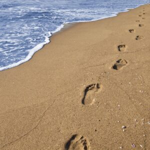 footprints on the beach