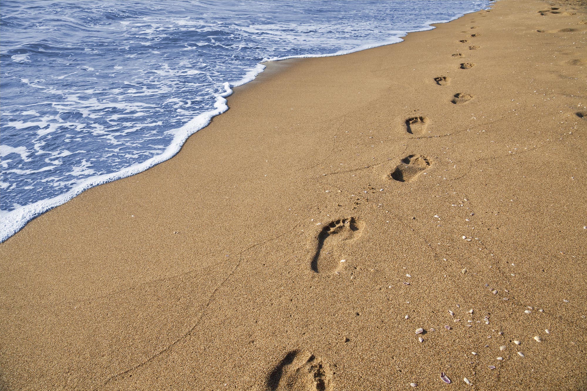 footprints on the beach